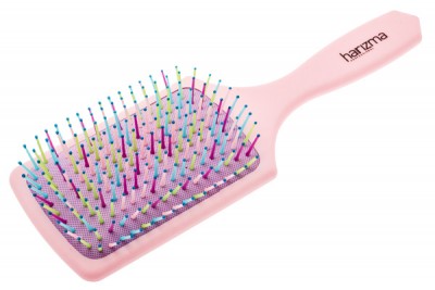 Щетка массажная Harizma Rainbow (широкая, розовая), h10641-1205