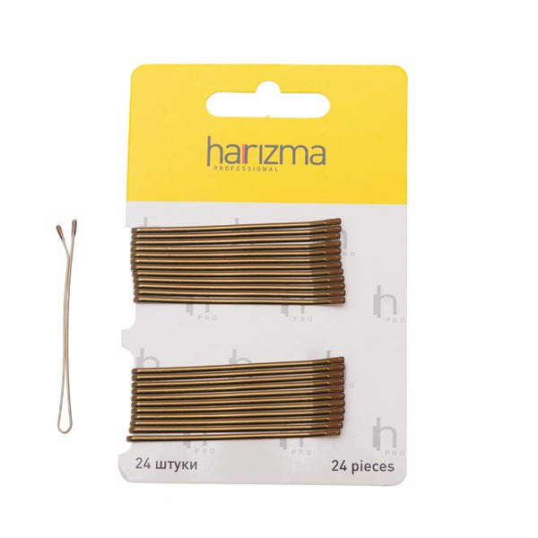 Невидимки Harizma прямые (60 мм, 24 шт., коричневые), h10537-04