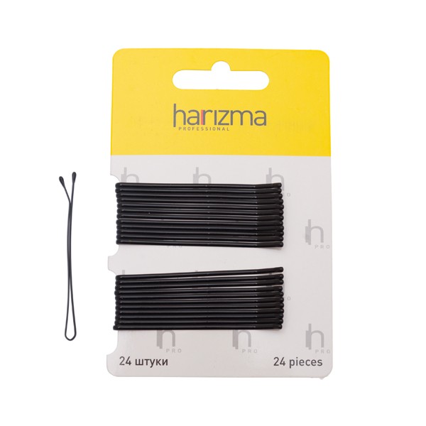Невидимки Harizma прямые (60 мм, 24 шт., черные), h10537-15