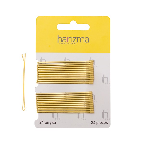 Невидимки Harizma прямые (60 мм, 24 шт., золото), h10537-19