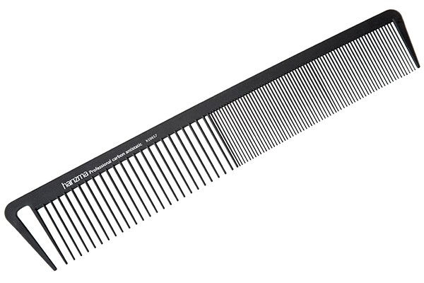 Комбинированная расческа Harizma Carbon Antistatic (21,5 см, широкая, карбон, черная), h10657
