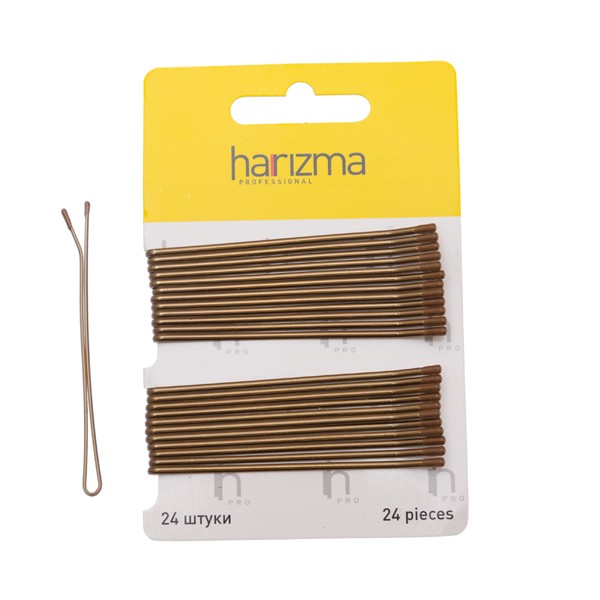 Невидимки Harizma прямые (70 мм, 24 шт., коричневые), h10539-04