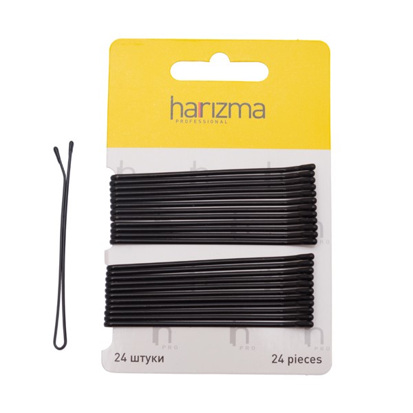 Невидимки Harizma прямые (70 мм, 24 шт., черные), h10539-15