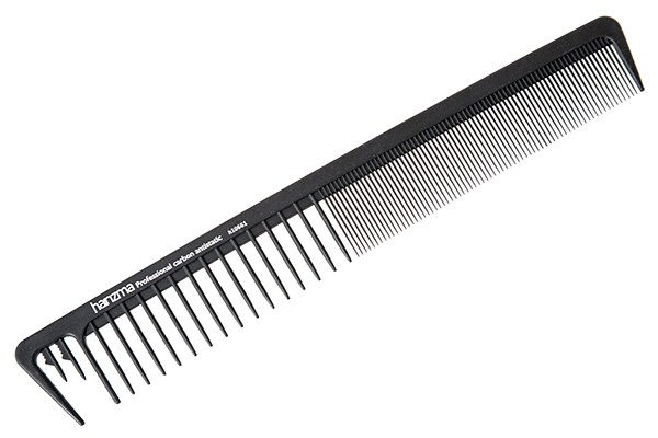 Комбинированная расческа Harizma Carbon Antistatic (20,5 см, карбон, узкая, черная), h10661