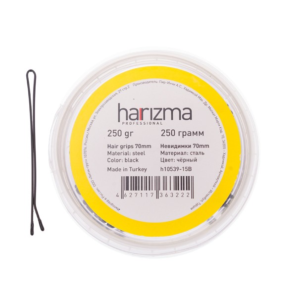 Невидимки Harizma прямые (70 мм, 250 г, черные), h10539-15B