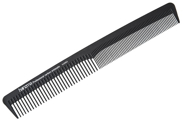 Комбинированная расческа Harizma Carbon Antistatic (18 см, карбон, узкая, черная), h10663