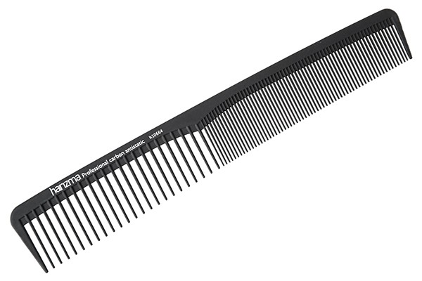 Комбинированная расческа Harizma Carbon Antistatic (18 см, карбон, широкая, черная), h10664