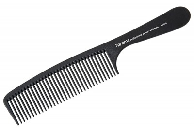 Гребень с ручкой Harizma Carbon Antistatic (19,5 см, карбон, черная), h10666