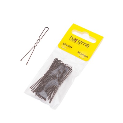 Шпильки Harizma волна (50 мм, 30 шт., коричневые), h10541-04