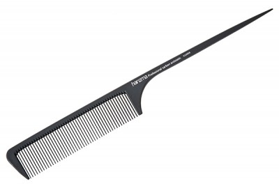 Расческа Harizma Carbon Antistatic с пластиковым хвостиком (24 см, карбон, черная), h10668