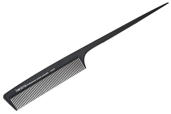 Расческа Harizma Carbon Antistatic с хвостиком (22,5 см, карбон, черная), h10669