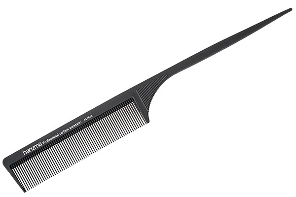 Расческа Harizma Carbon Antistatic с хвостиком (22 см, карбон, черная), h10671