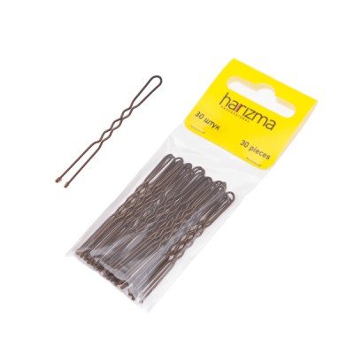 Шпильки Harizma волна (60 мм, 30 шт., коричневые), h10543-04