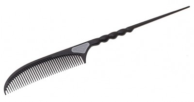 Расческа Harizma с хвостиком (21,5 см, карбон, черная), h10678