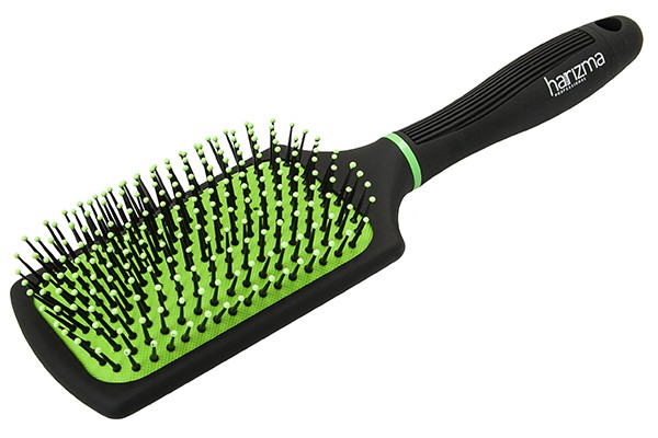 Щётка массажная Harizma ECO brush (квадратная, большая, черная/зеленая), h10610