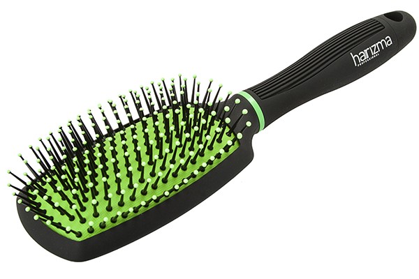 Щётка массажная Harizma ECO brush (средняя, черная/зеленая), h10612